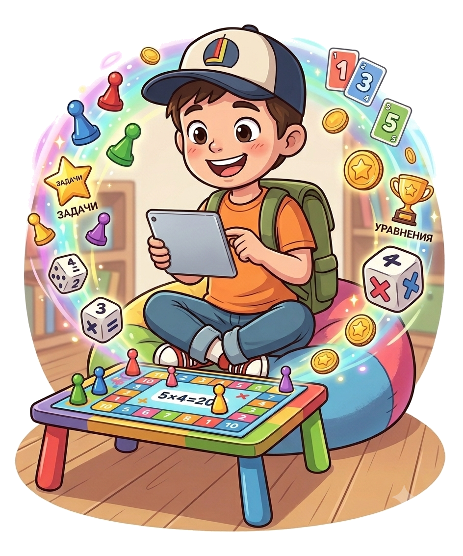 Мальчик играет в образовательную настольную игру